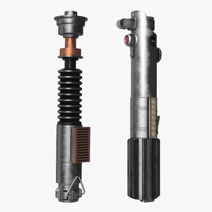 3d luke skywalker used lightsabers