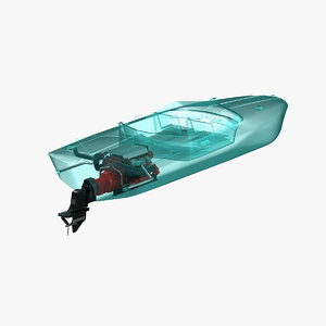 3d model motorboat x-ray 1