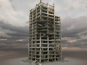 3d model destroyed ruined building
