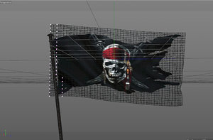3d model pirate flag waving