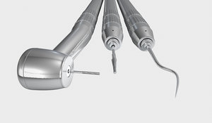 3d model of steel dentists tools