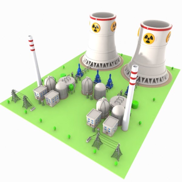 3d cartoon nuclear power