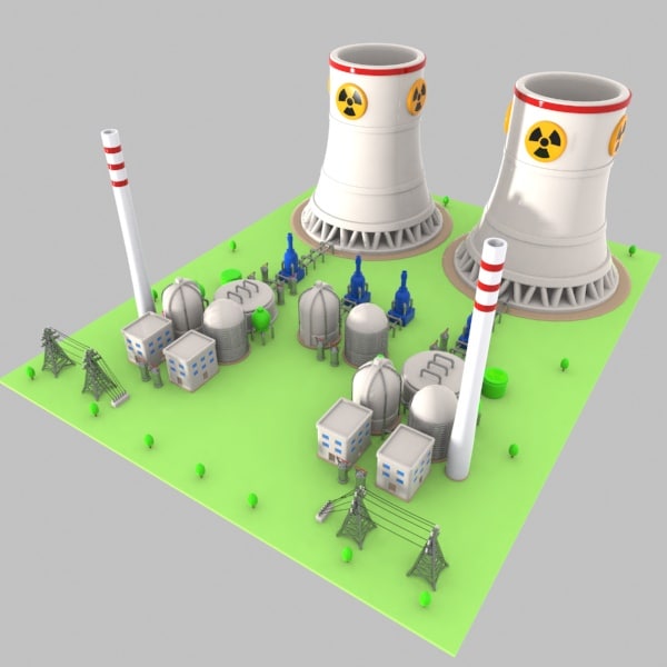 3d cartoon nuclear power