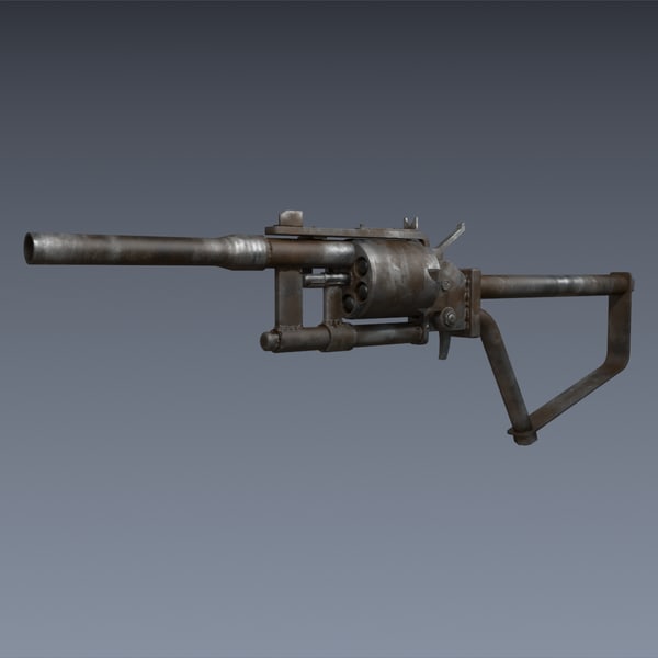 3d post-apocalyptic revolver model