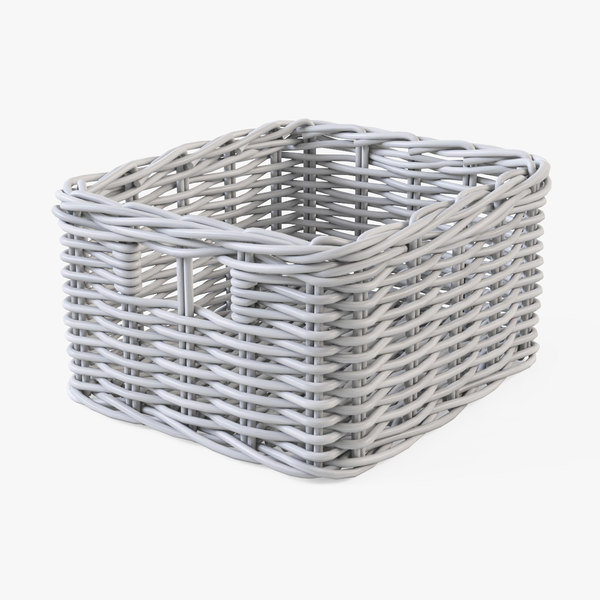 3d Model Wicker Basket Ikea Byholma, White Wicker Storage Baskets Ikea