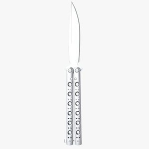 3d model balisong butterfly knife silver