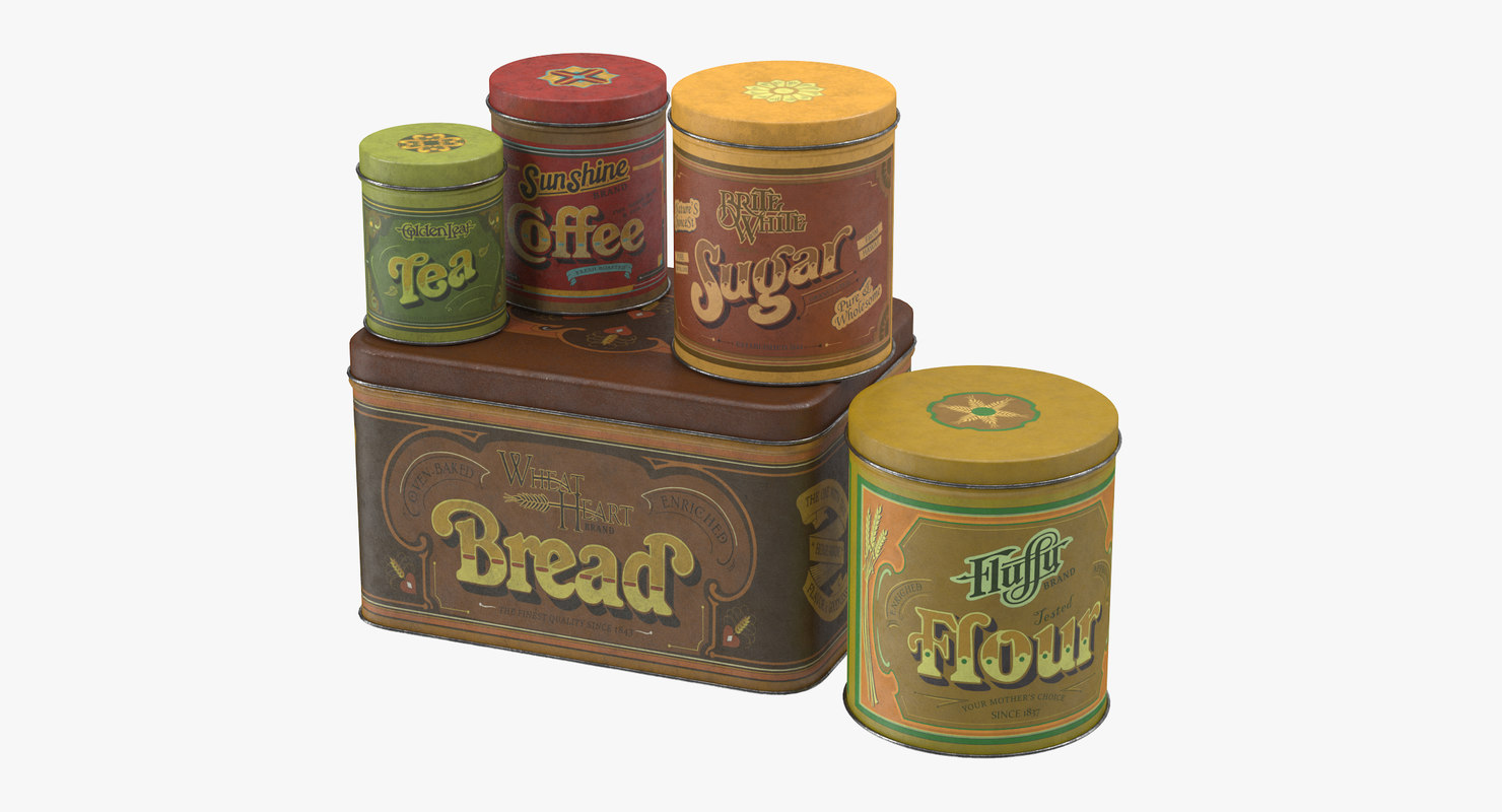 c4d vintage kitchen tins