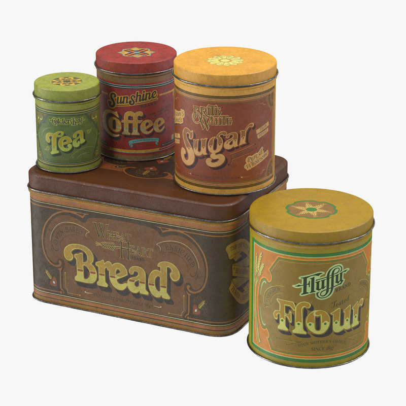 c4d vintage kitchen tins