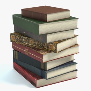 3d model stack old books