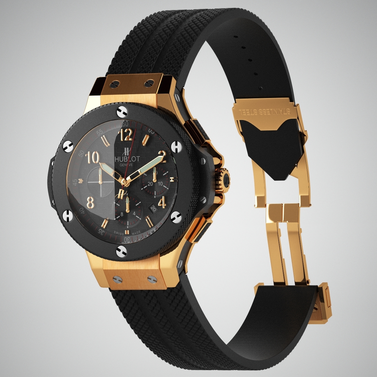 wrist watches hublot big 3d model