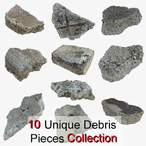 3d model debris pieces realistic