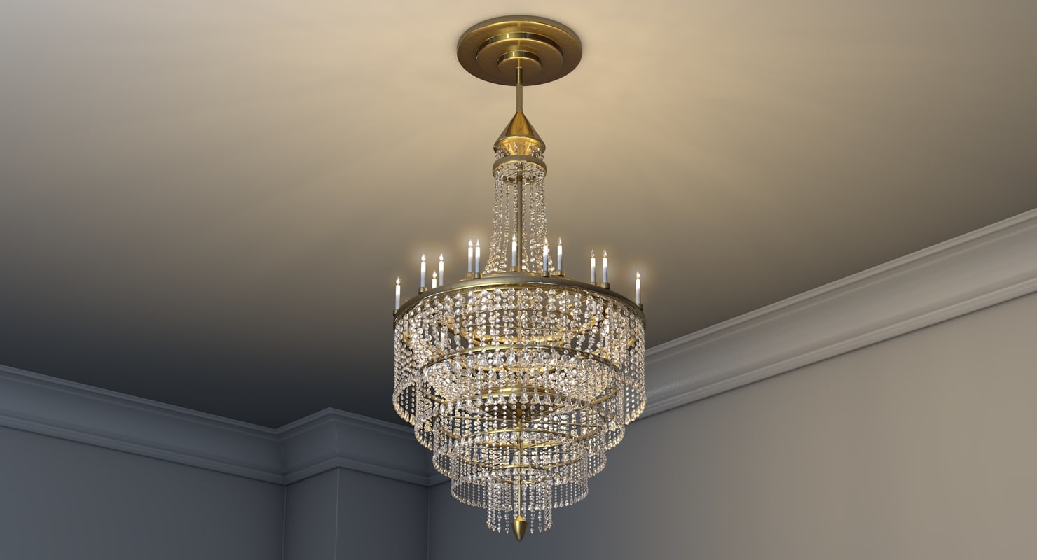 3ds max crystal chandelier candle light