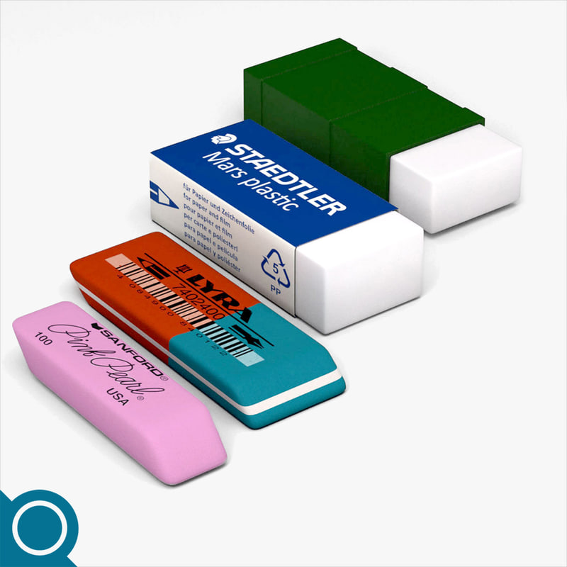 erasers rubber stationery 3d model