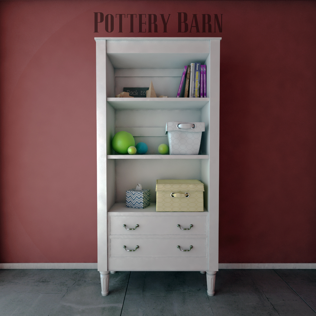 Pottery Barn Kids Bookcases 3d Model