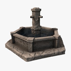 stone fountain water 3d max