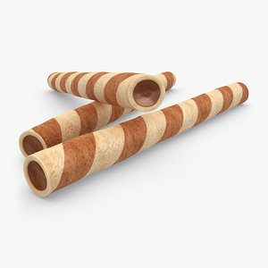 realistic wafer rolls almond 3ds