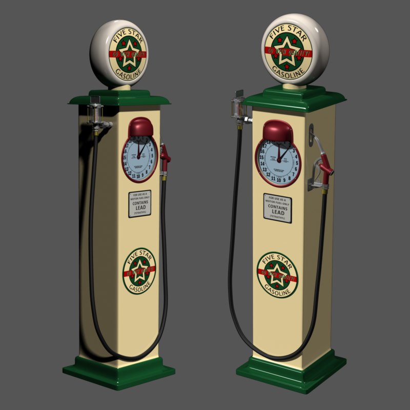 3d vintage gas pump