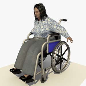 european woman wheel chair c4d