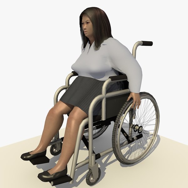 3d model asian woman wheel chair