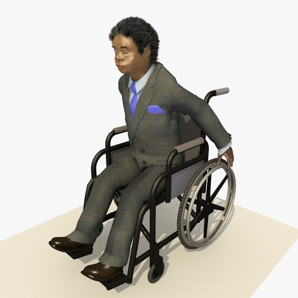 灰色のスーツで頑丈なキャラクターと車椅子のアニメビジネスマン3dモデル Turbosquid 9878