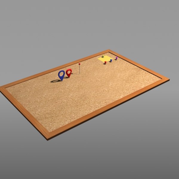 3d model pin set with cork board