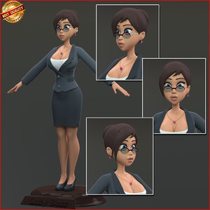 3d cartoon business woman model