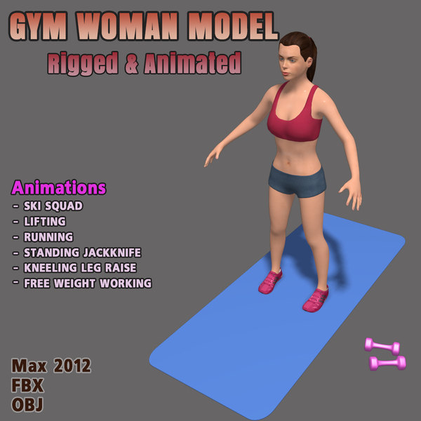 3d gym female fitness character