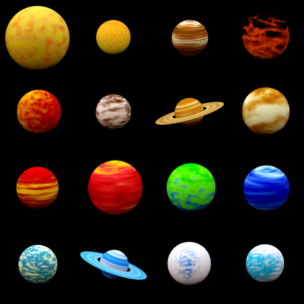3ds max cartoon planets pack