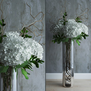 max bouquet white branches hydrangeas