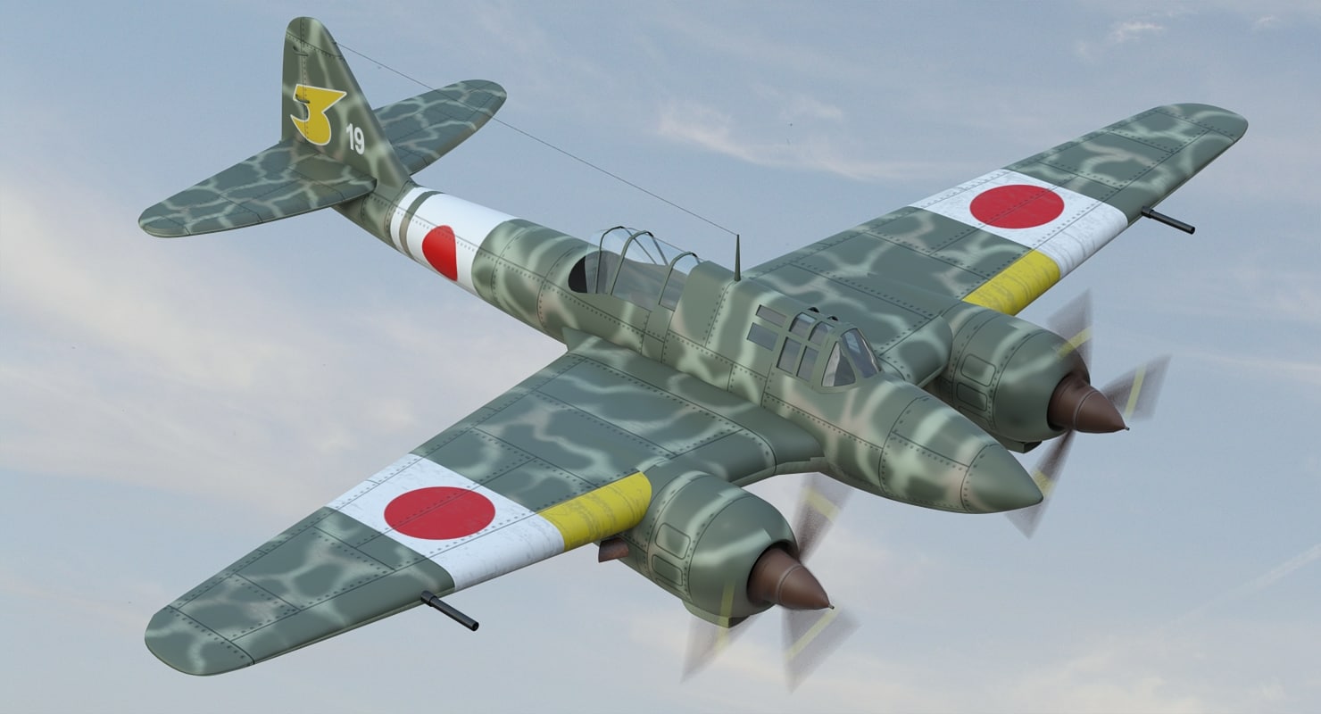 3ds max ww2 kawasaki ki45 fighter airplane