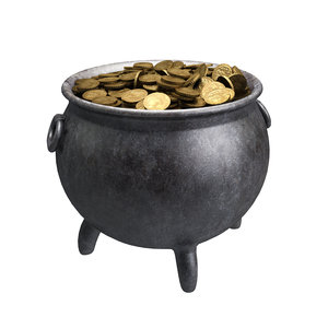 3d model pot gold coins