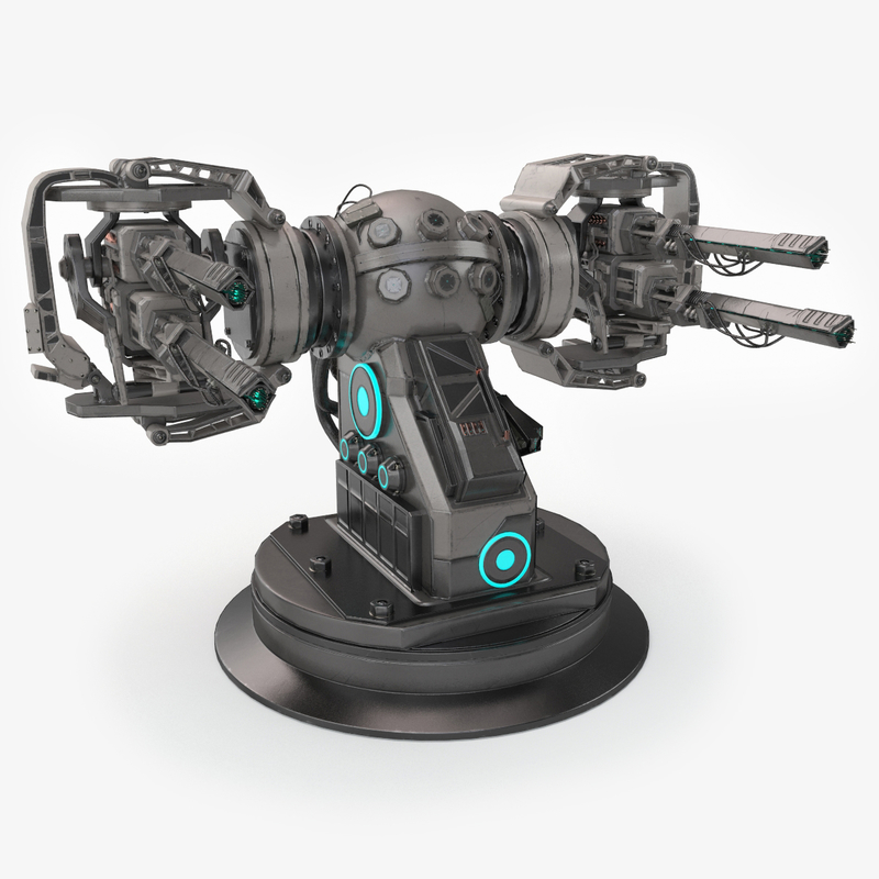 3d plasma turret sci-fi model