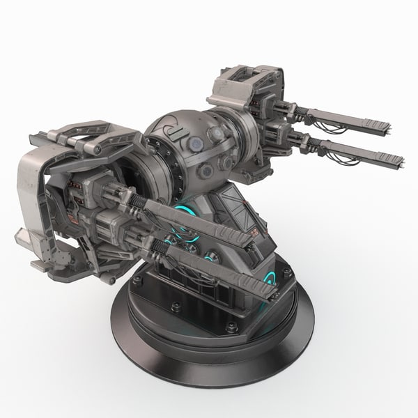 3d plasma turret sci-fi model