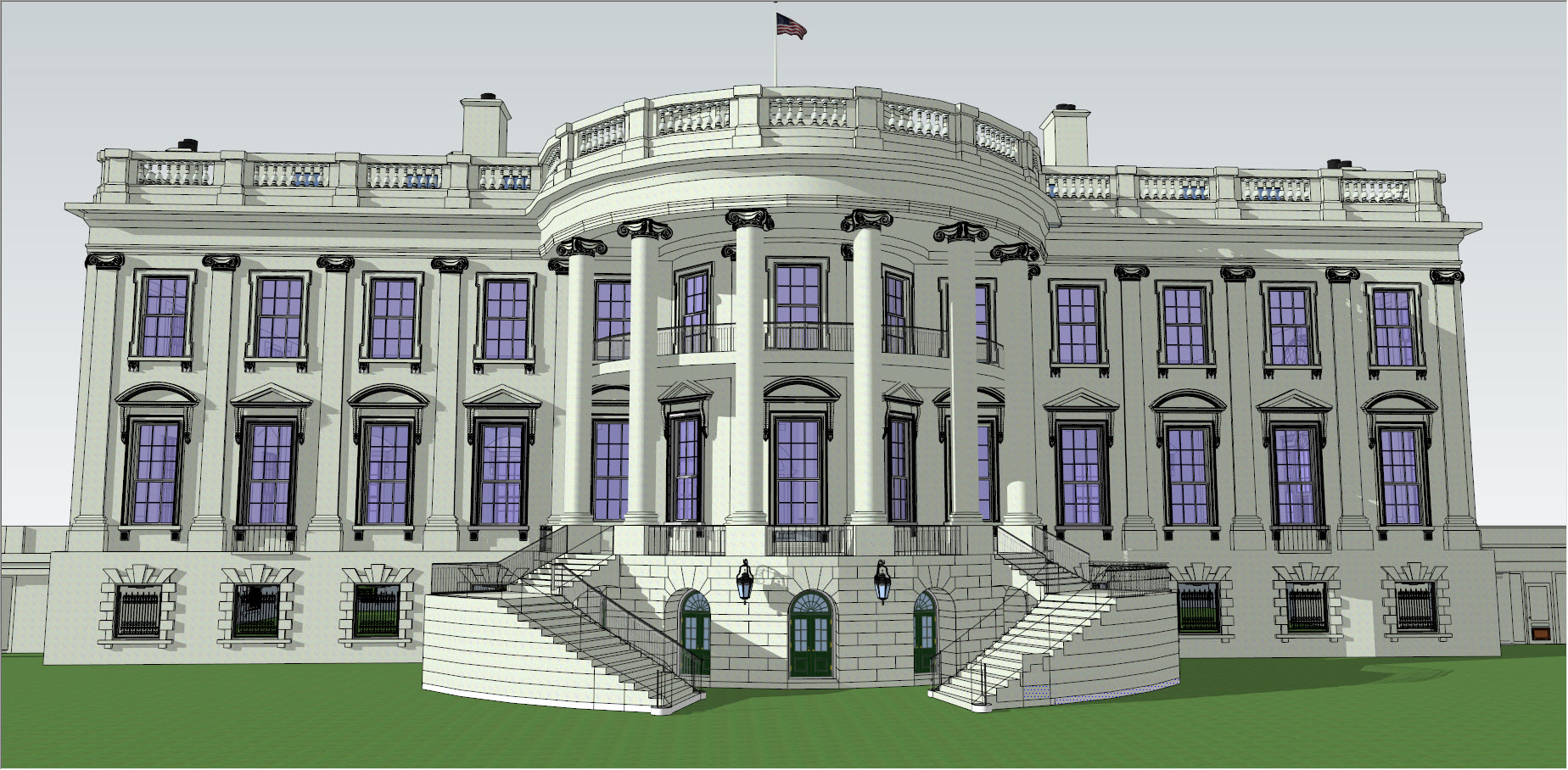 3d white house model