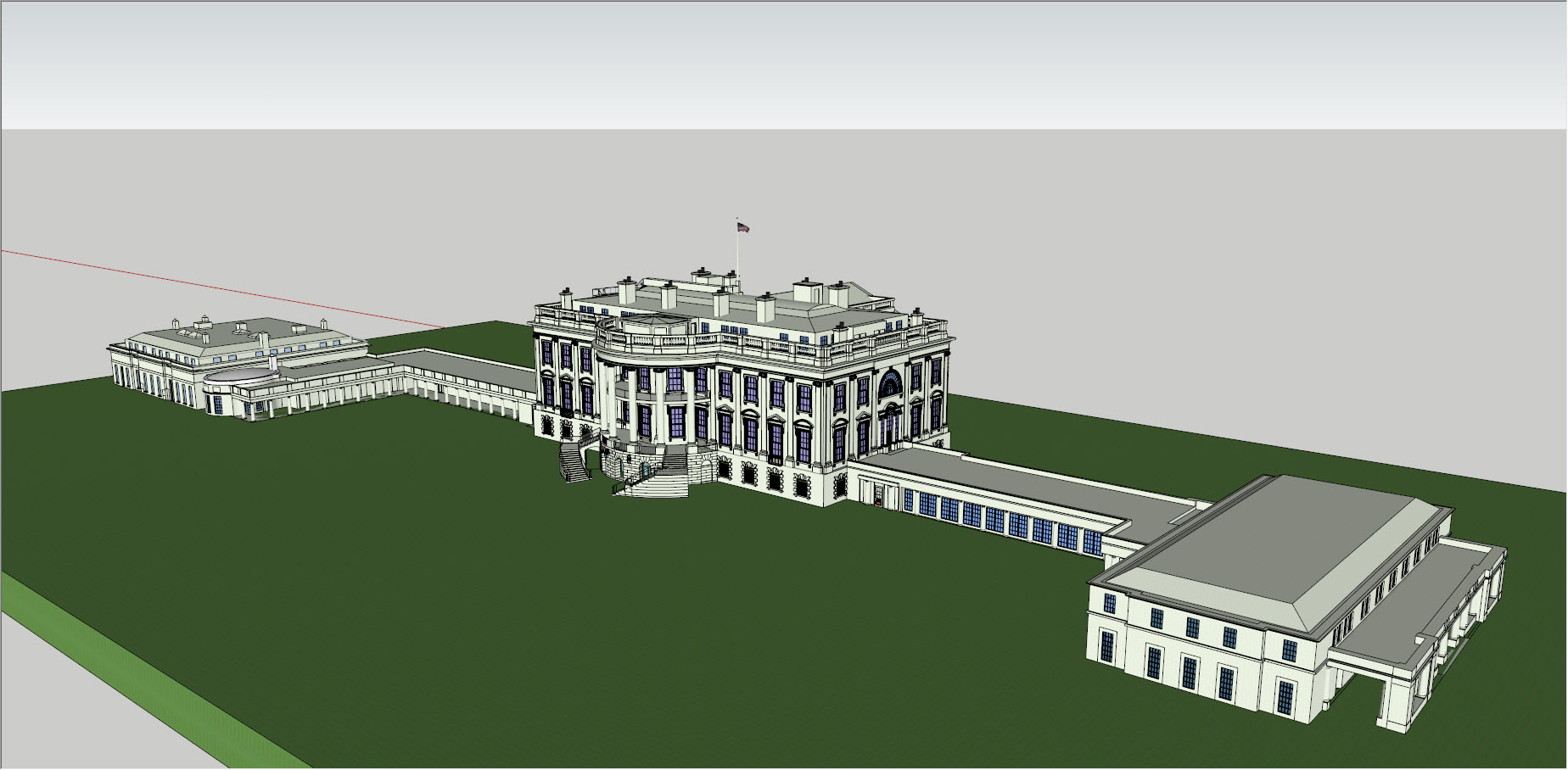 3d white house model