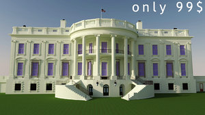 3d white house model