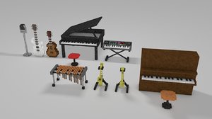 3d minecraft library models: musical instruments model