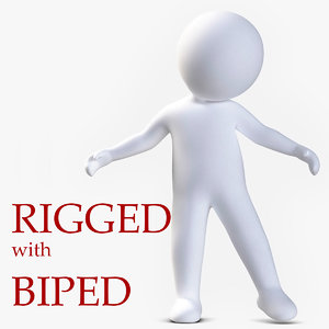 3ds max stickman character rigged biped