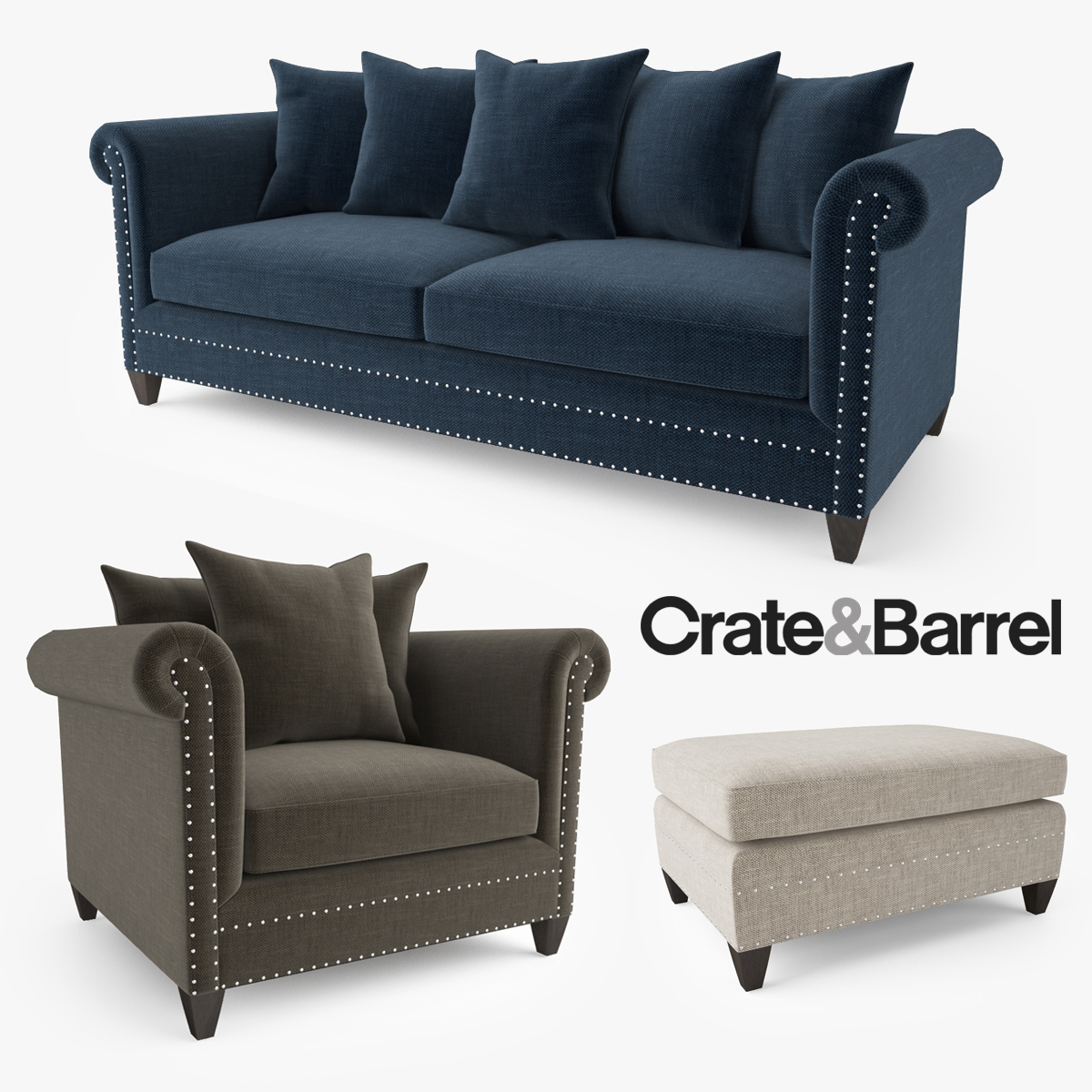 crate barrel durham sofa 3d max