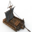 wooden raft 3d model