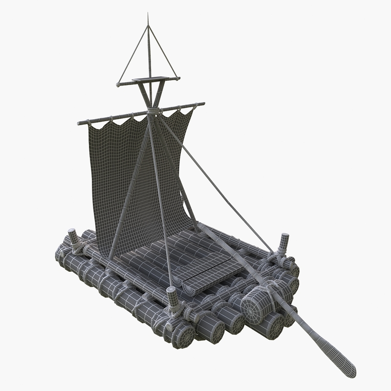 wooden raft 3d model