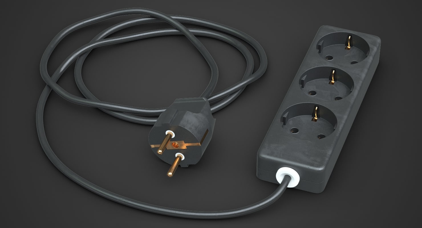 3d model electrical extension cord europe