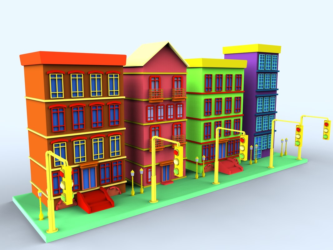 colorfull cartoon building 3d model