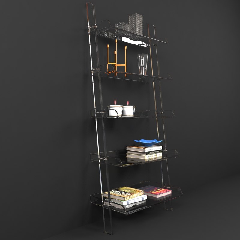 3d Model Bookshelf Acrylic Leaning