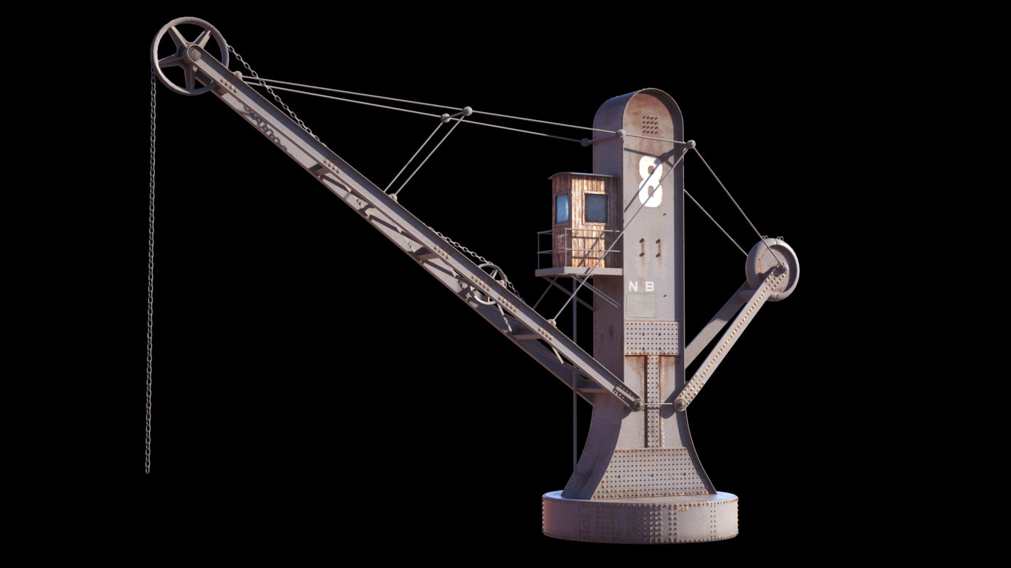 3d model crane harbor