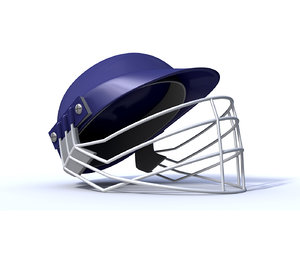 3d model blue cricket helmet