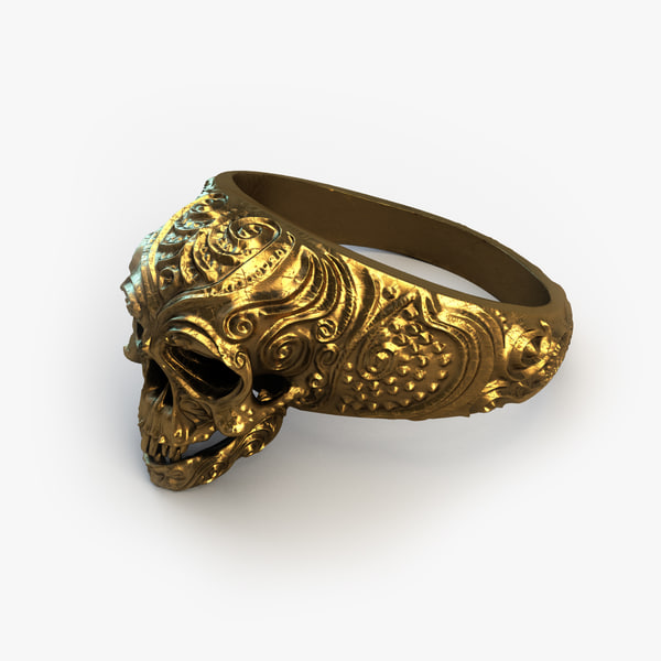 3d gold skull ring