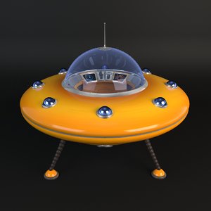 3d model cartoon flying saucer