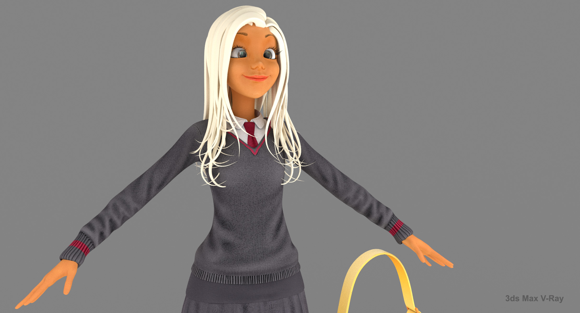 3d model school student pullover