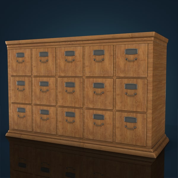 3d Model Vintage Office Cabinet, Old Wooden Desk Cabinet